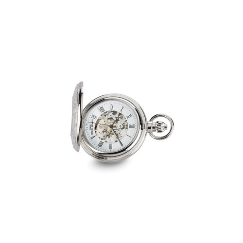 Charles Hubert Chrome-Finish Brass Window Cover Pocket Watch, 47 mm, Hand-Wind