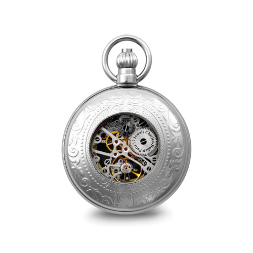 Charles Hubert Chrome-Finish Brass Window Cover Pocket Watch, 47 mm, Hand-Wind - View 2