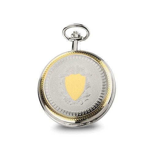 Charles Hubert Gold-Finish Brass Two-Tone Skeleton Dial Pocket Watch, 47 mm, Hand-Wind - View 2