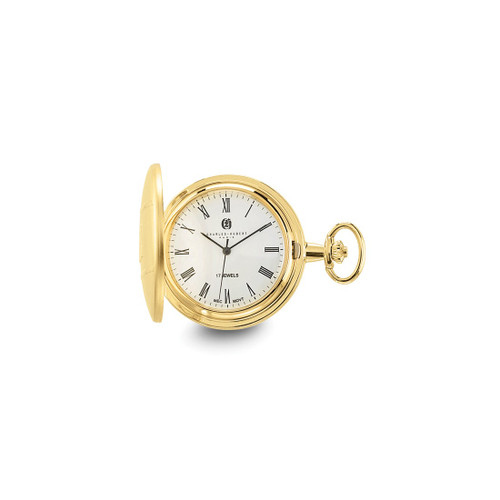 Charles Hubert Gold-Finish Brass White Dial Pocket Watch, 42 mm, Hand-Wind - XWA3359
