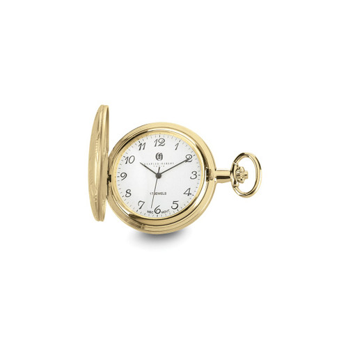 Charles Hubert Gold-Finish Brass Basketweave Pocket Watch, 42 mm, Hand-Wind - XWA3362
