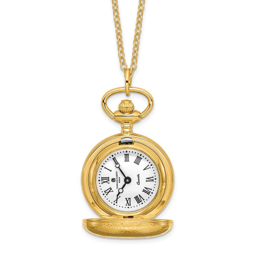 Charles Hubert Gold-Finish Scroll Design Pendant Watch, 26 mm, Quartz