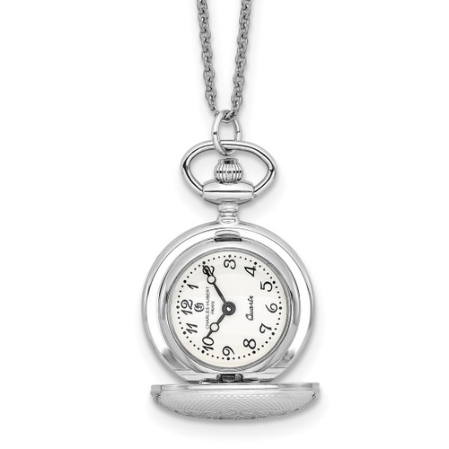 Charles Hubert Chrome-Finish Quilted Design Pendant Watch, 26 mm, Quartz