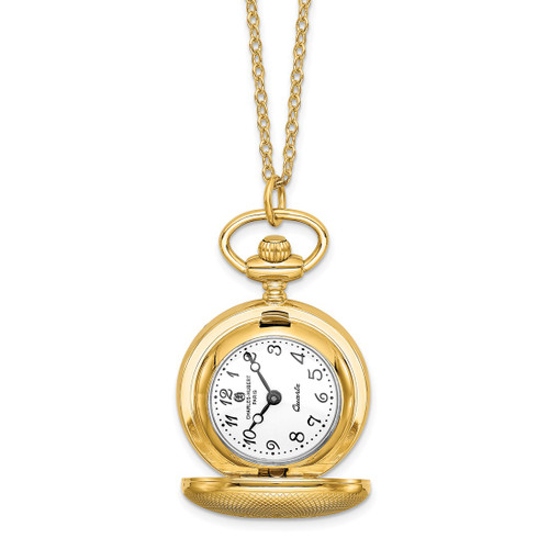 Charles Hubert Gold-Finish Quilted Design Pendant Watch, 26 mm, Quartz