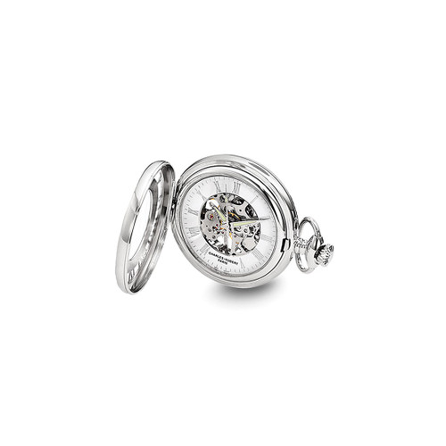 Charles Hubert Chrome-Finish Skeleton Case Pocket Watch, 47 mm, Hand-Wind