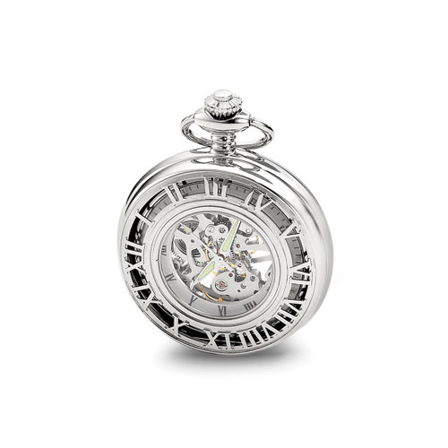 Charles Hubert Chrome-Finish Skeleton Case Pocket Watch, 47 mm, Hand-Wind - View 2