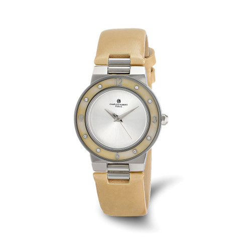 Women'S Charles Hubert Stainless Beige Mother of Pearl 32 mm Watch, Quartz