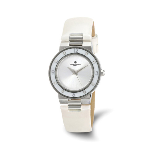 Women'S Charles Hubert Stainless White Mother of Pearl 32 mm Watch, Quartz