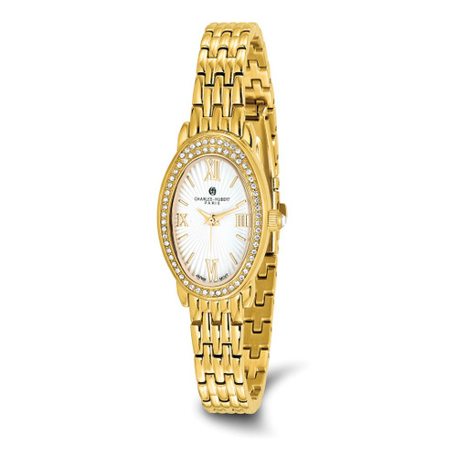Women'S Charles Hubert Ion-Plated Stainless Steel Crystal Bezel 21 x 32 mm Watch, Quartz