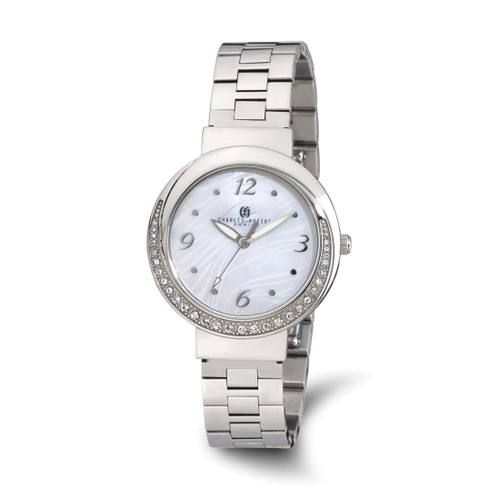 Women'S Charles Hubert Stainless Steel Mother of Pearl Dial 38 mm Watch, Quartz