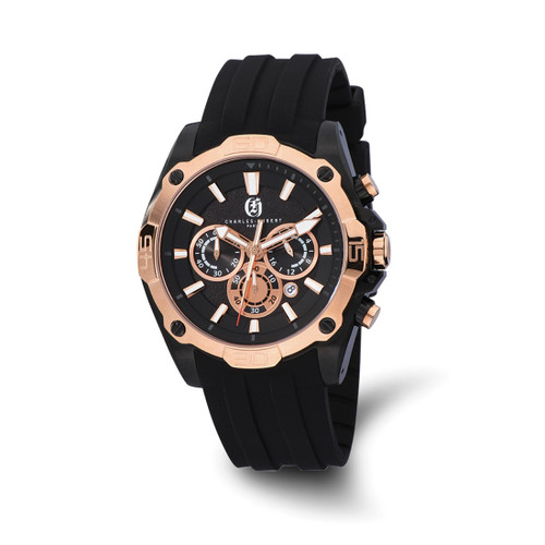 Men'S Charles Hubert Stainless Steel Chronograph Black Dial Watch, 46 mm, Quartz - XWA5502