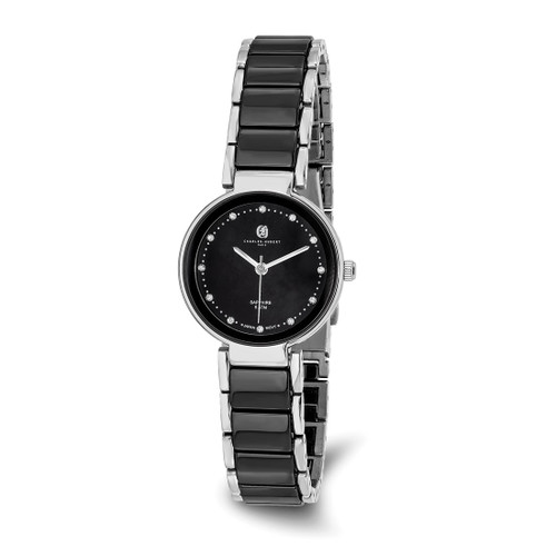 Women'S Charles Hubert Titanium & Ceramic Black Dial Watch, 28 mm, Quartz