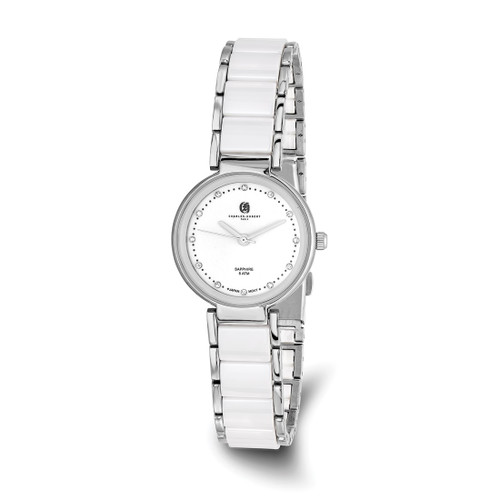 Women'S Charles Hubert Titanium & Ceramic White Dial Watch, 28 mm, Quartz