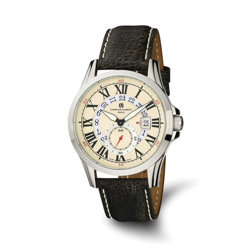 Men'S Charles Hubert Stainless Steel Beige Dial Watch, 44 mm, Quartz