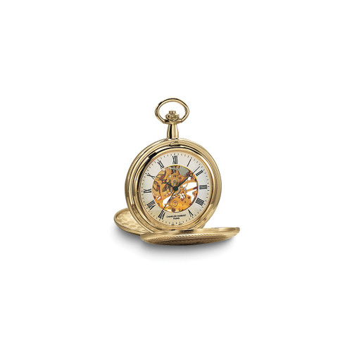Charles Hubert Gold-Finish White Dial Pocket Watch, 48 mm, Hand-Wind - XWA609