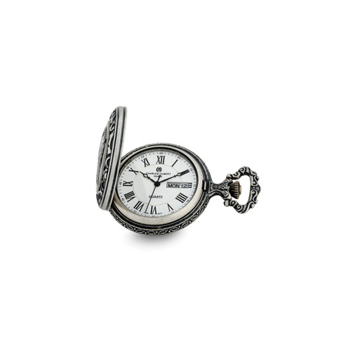 Charles Hubert Antique Chrome-Finish Eagle Medallion Pocket Watch, 48 mm, Quartz