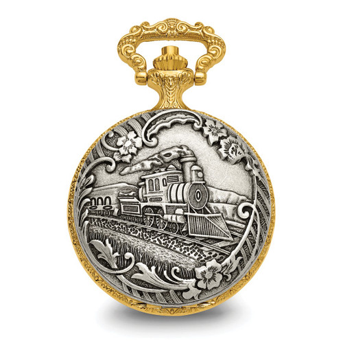 Charles Hubert Two-Tone Antique Finish Train Pocket Watch, 48 mm, Quartz - View 2