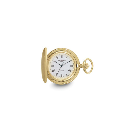 Charles Hubert Gold-Finish White Dial Pocket Watch, 42 mm, Quartz