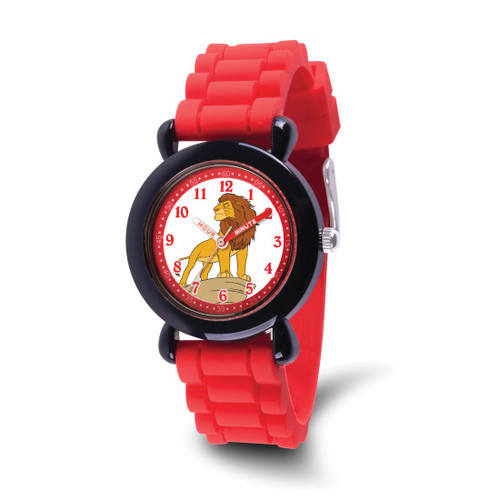 Disney Kids Lion King Simba Time Teacher Red Silicone Band Watch, 32 mm, Quartz