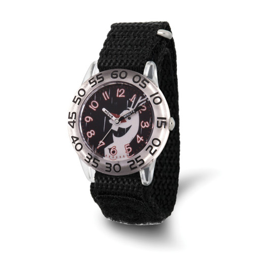 Disney Kids Frozen II Olaf Time Teacher Black Nylon Band Watch, 32 mm, Quartz, 7 in Long