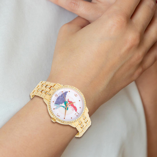 Disney Adult The Little Mermaid Crystal Bezel Gold-Tone Watch, 40 mm, Quartz - View 2