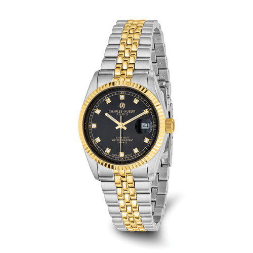 Men'S Charles Hubert Two-Tone Stainless Steel Black Dial Watch, 36 mm, Quartz