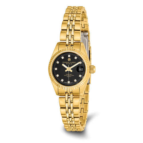 Women'S Charles Hubert Ion-Plated Stainless Steel Black Dial Watch, 36 mm, Quartz