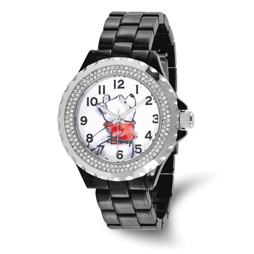 Disney Adult Size Winnie Black Enamel Sparkle Alloy Watch, 41 mm, Quartz