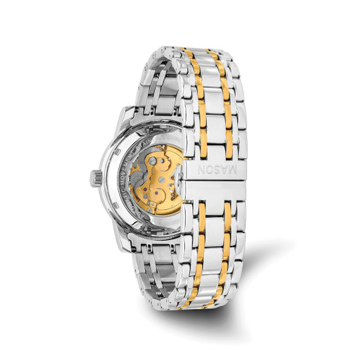 Mason Sales Stainless Steel Two-Tone Gold-Tone Crystal Skeleton Movement, 40 mm, Automatic, Black - View 2