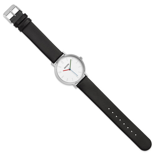 Mason Sales Stainless Steel Black Leather Band Watch, 38 mm, Quartz - View 2