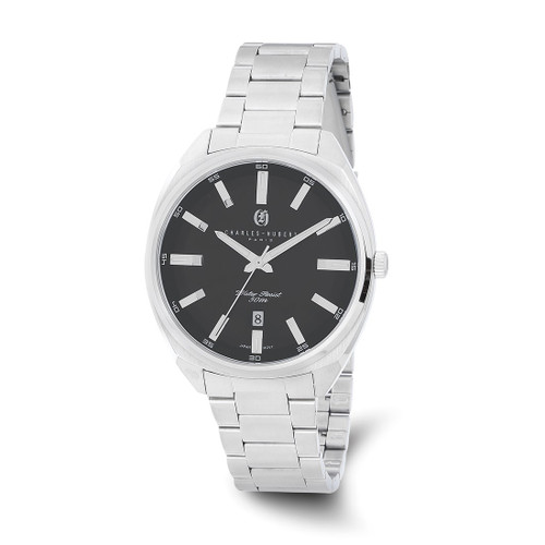 Men'S Charles Hubert Stainless Steel Black Dial Watch, 42 mm, Quartz - XWA6565