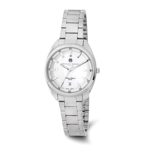 Women'S Charles Hubert Stainless Steel Silver-Tone Dial Watch, 34 mm, Quartz