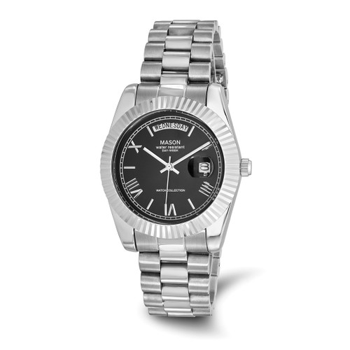 Mason Sales Stainless Steel with Day and Date Watch, 39 mm, Quartz