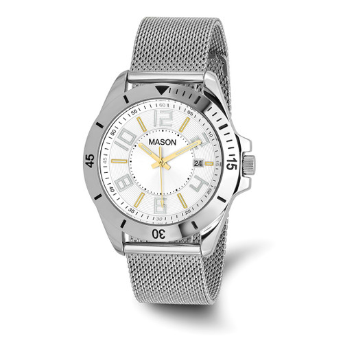 Mason Sales Stainless Steel Mesh Band Watch, 40 mm, Quartz, Silver Tone