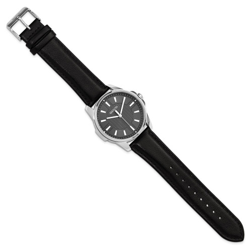Mason Sales Stainless Steel Black Dial Black Leather Band Watch, 42 mm, Quartz - View 2