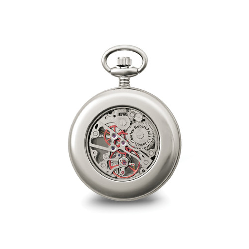 Charles Hubert Chrome-Finish Off-White Ceramic Dial Pocket Watch, 42 mm, Hand-Wind - View 2