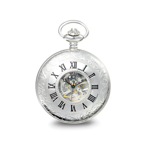 Charles Hubert Chrome-Finish White Dial Pocket Watch, 48 mm, Hand-Wind - XWA846 - View 2