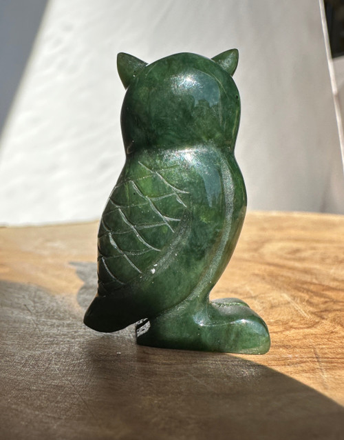 Natural 1.5" Canadian Nephrite Jade Owl Figurine