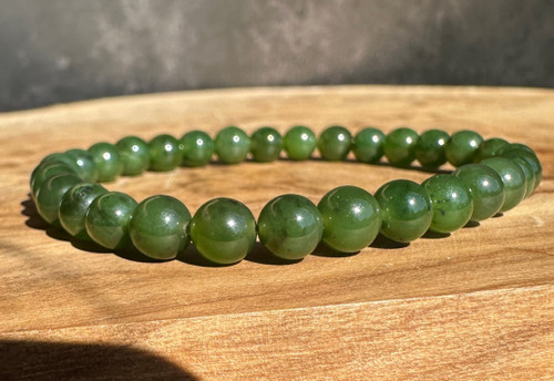 Natural 6mm Canadian Jade Bead Bracelet, multiple lengths