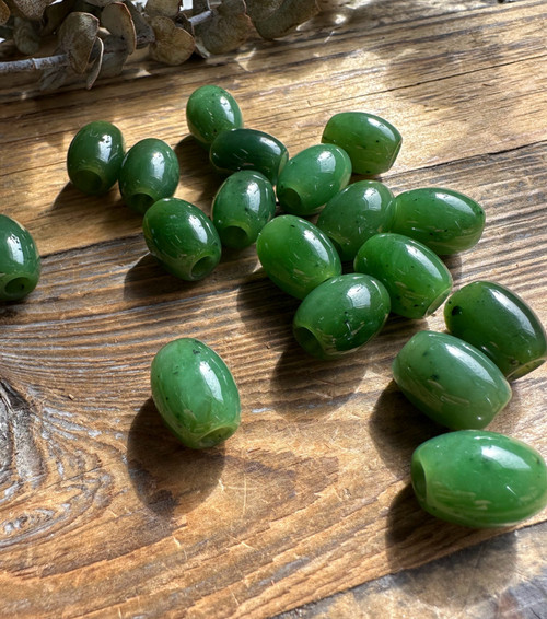 Natural Nephrite Jade 12mm x 15mm Bead - Sold Individually