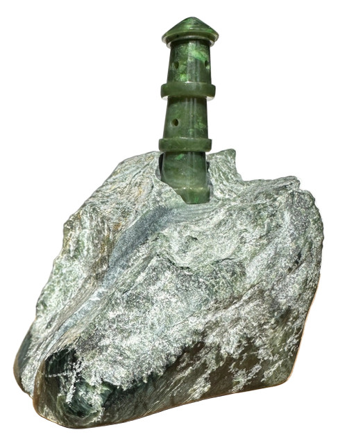 Natural Canadian Nephrite Jade Lighthouse Figurine 2"