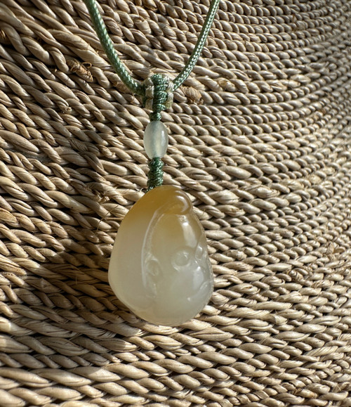 Natural Small Honey White Nephrite Jade Monkey Pendant - 15mm