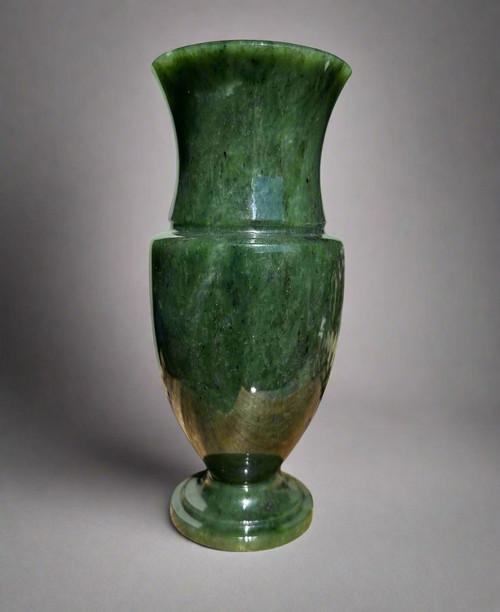 Natural Siberian Nephrite Jade Vase, 7.5"