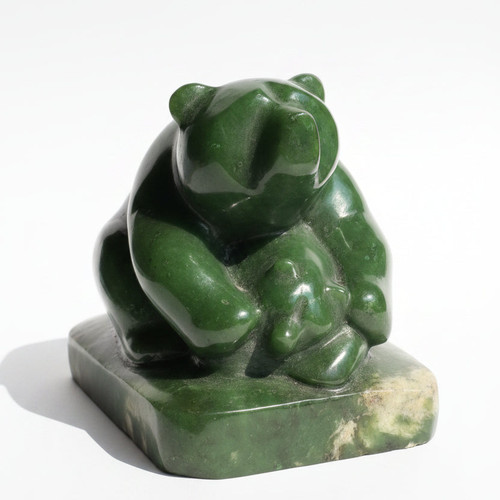 Natural Nephrite Jade Mother Bear and Cub - 4lbs 11oz Figurine 2.75"