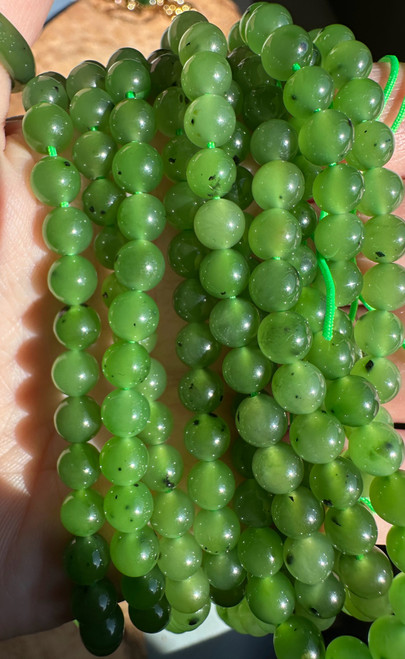 Natural Nephrite Jade 6mm Unstrung Beads, 16"