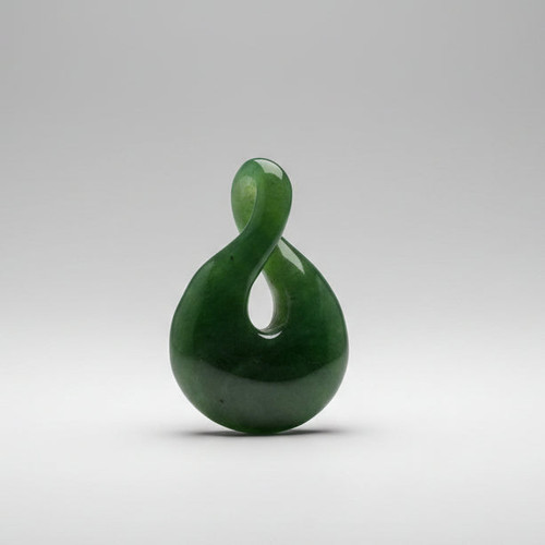 Natural Canadian Jade Infinity Twist Pendant, 1.25"