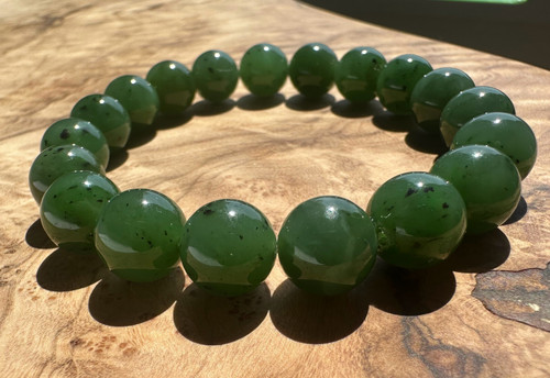 Natural Jade 10mm Bead Bracelet, 6.5"