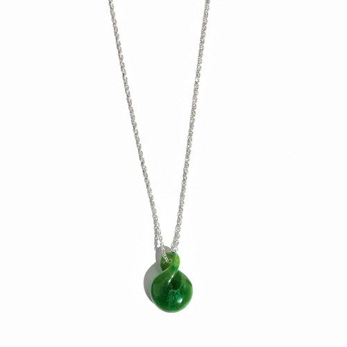 Natural Cassiar Jade Infinity Twist Pendant, .75"