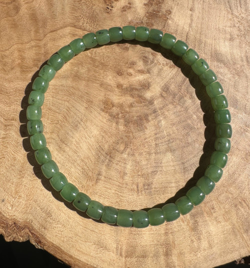 Natural Nephrite Jade Bead Bracelet 5x4mm Beads 7 inch