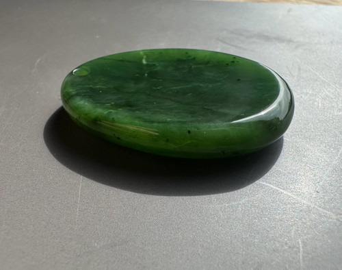 Natural Jade Worry Stone, 1.5" with hole